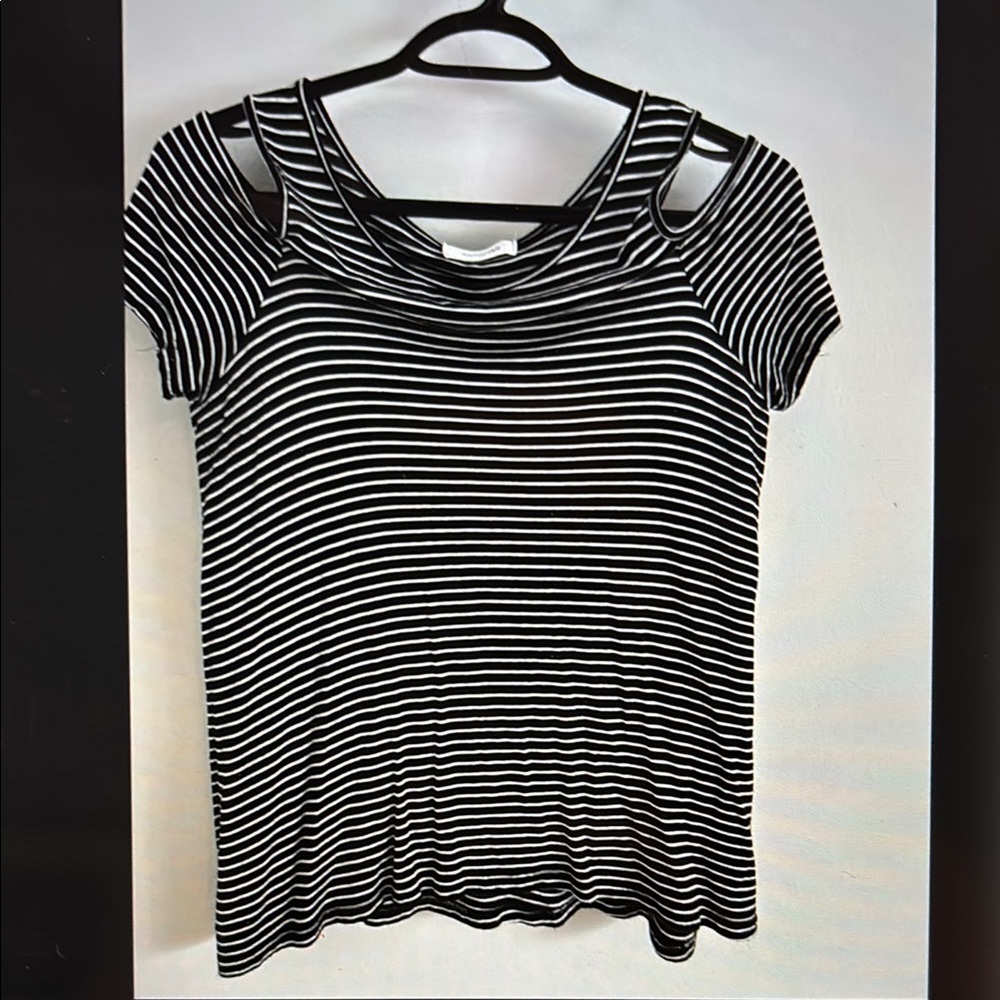 Black and White Striped Women's Top